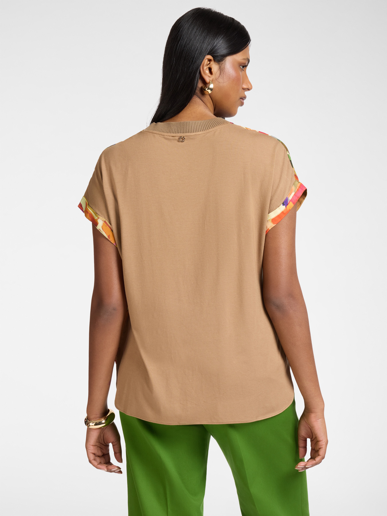 T-shirt in due tessuti con stampa image number 1