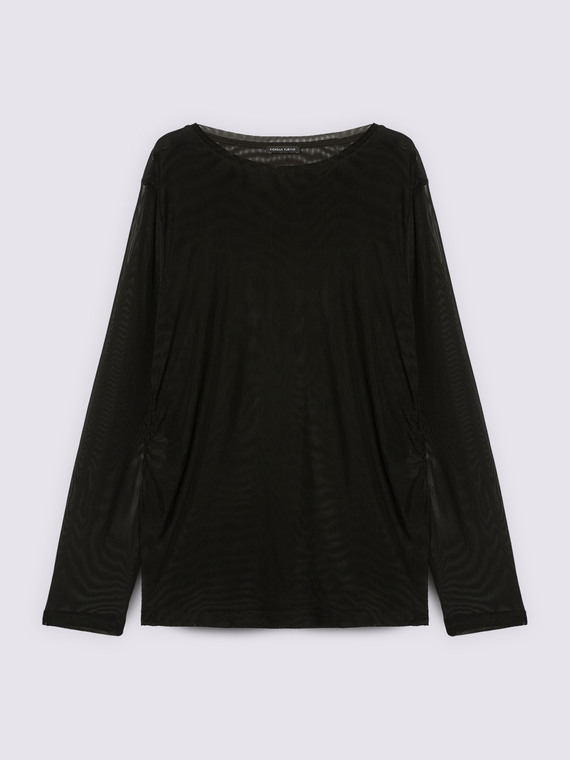 Top in tulle a manica lunga