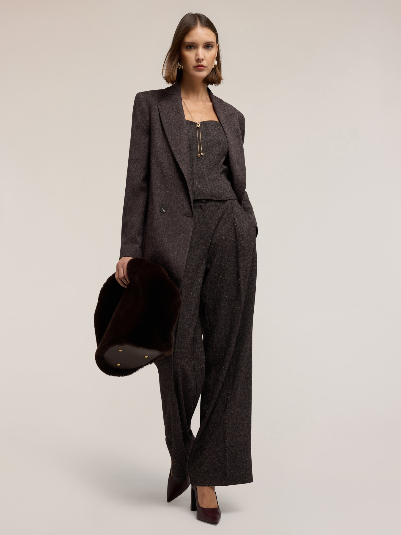 Top bustier en polyviscose teint fil image number 3