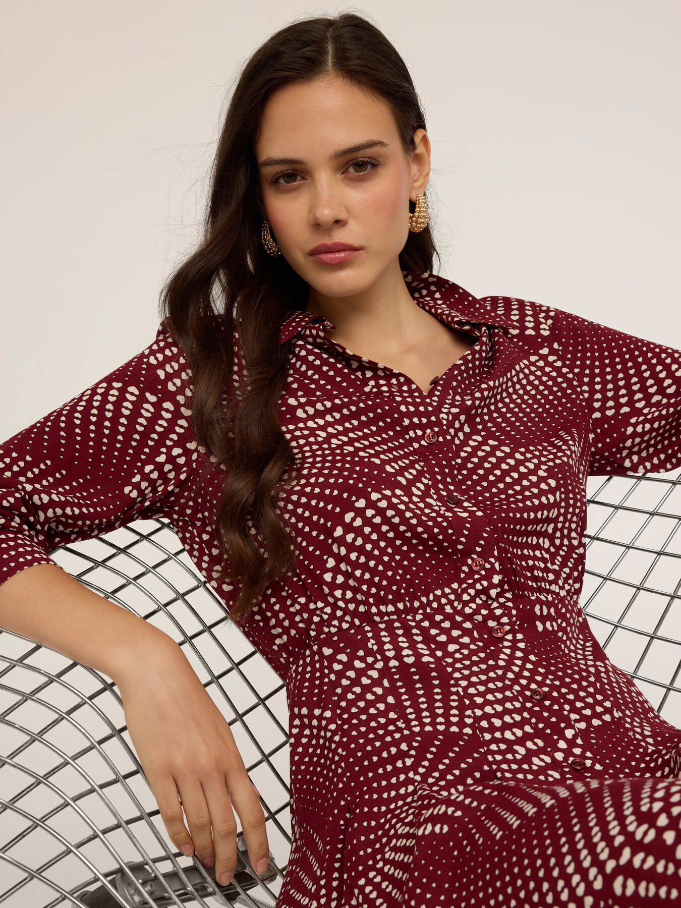 Heart-patterned shirtdress image number 3