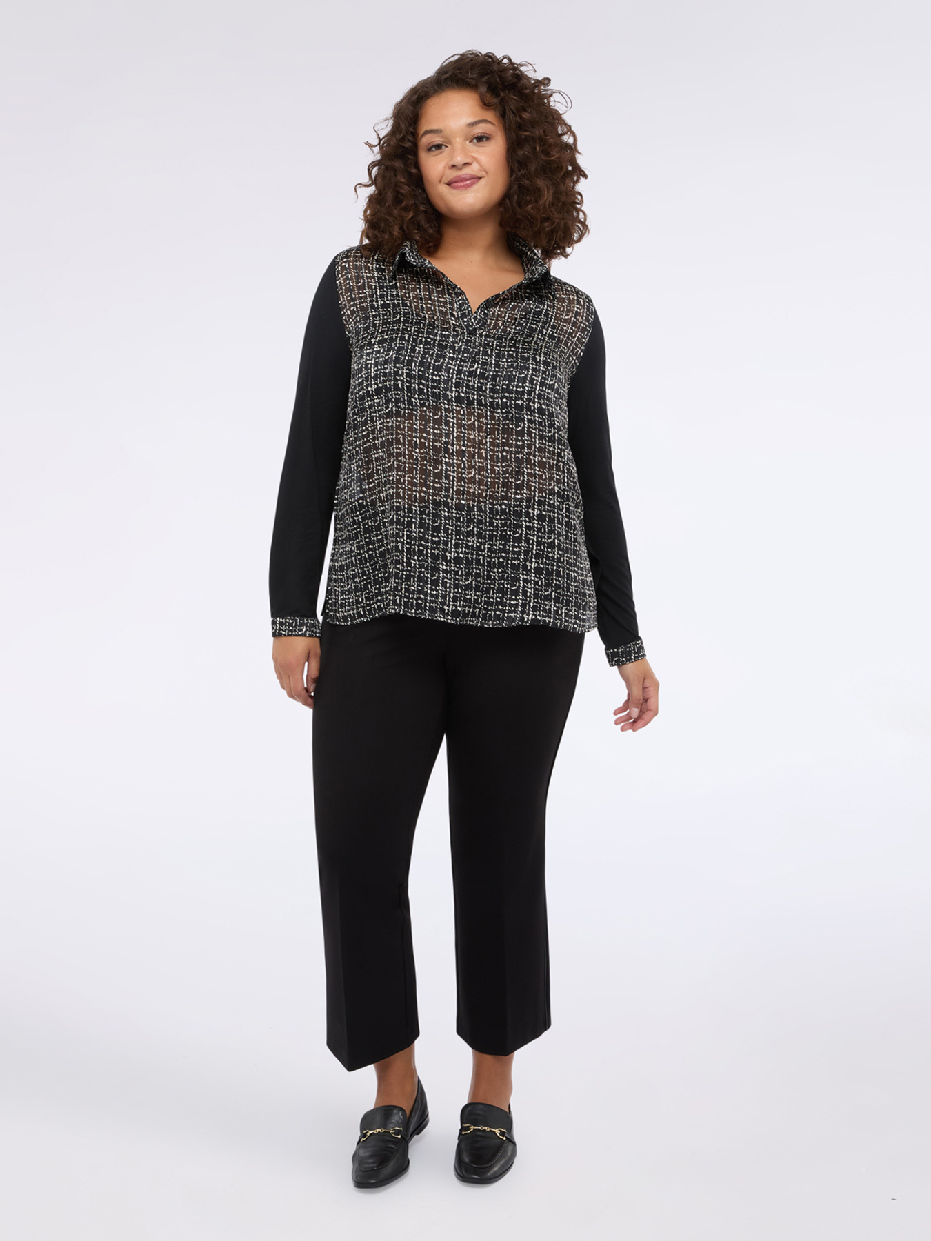 Two-material T-shirt with print image number 2