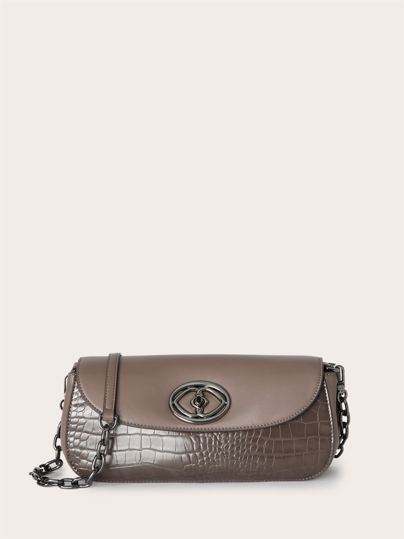 Shoulder bag in coated fabric with python print image number 1