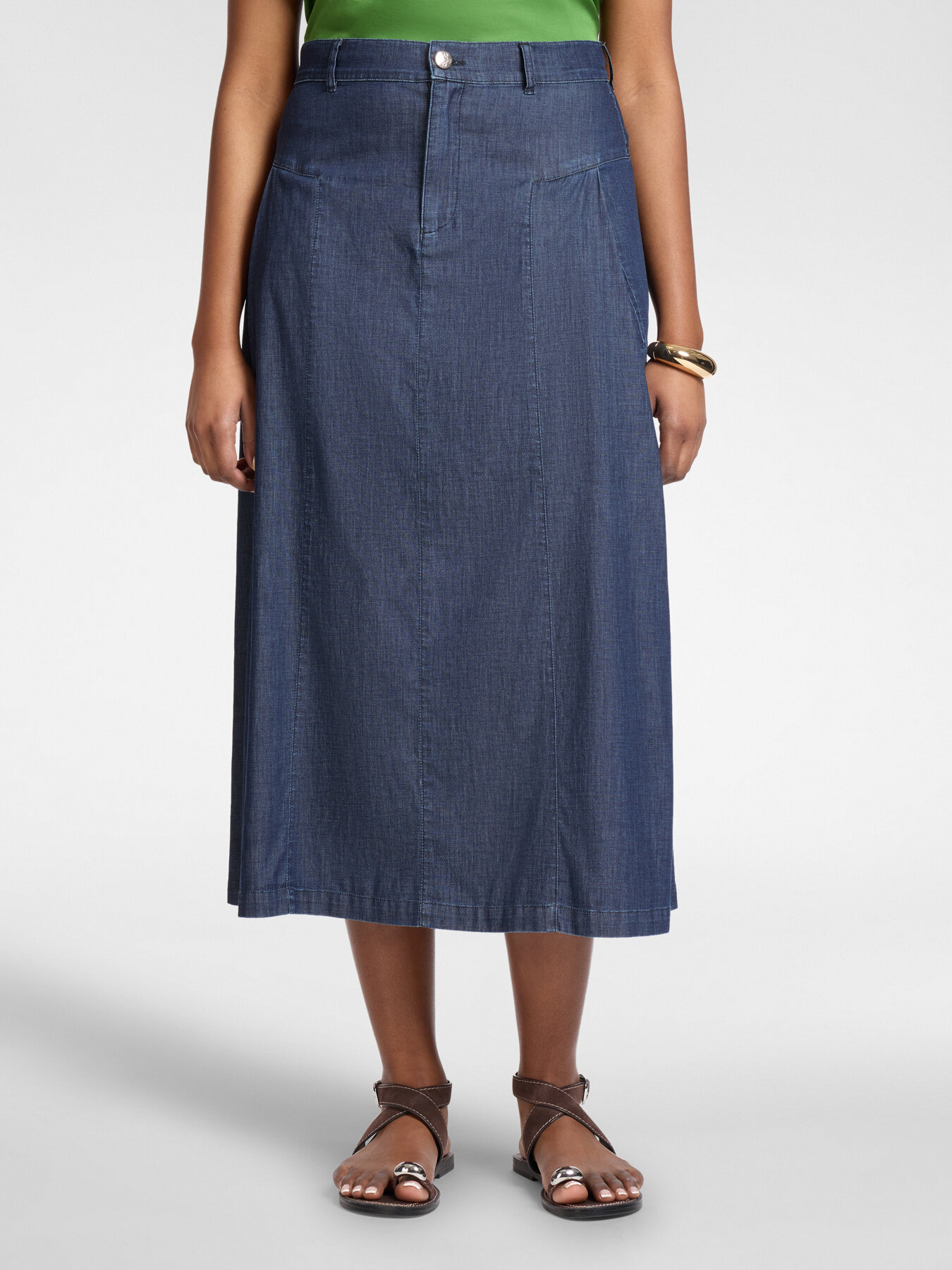 Saia midi em Chambray linha A image number 2
