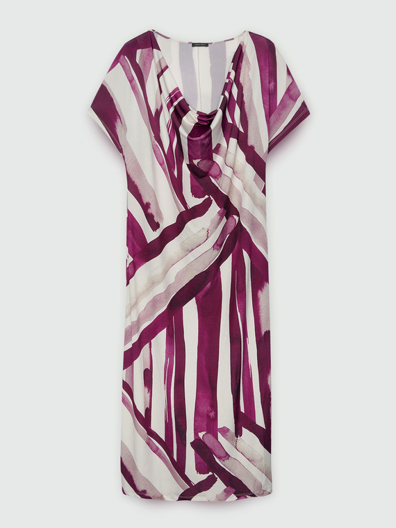 Bedrucktes Kleid mit Wasserfallausschnitt