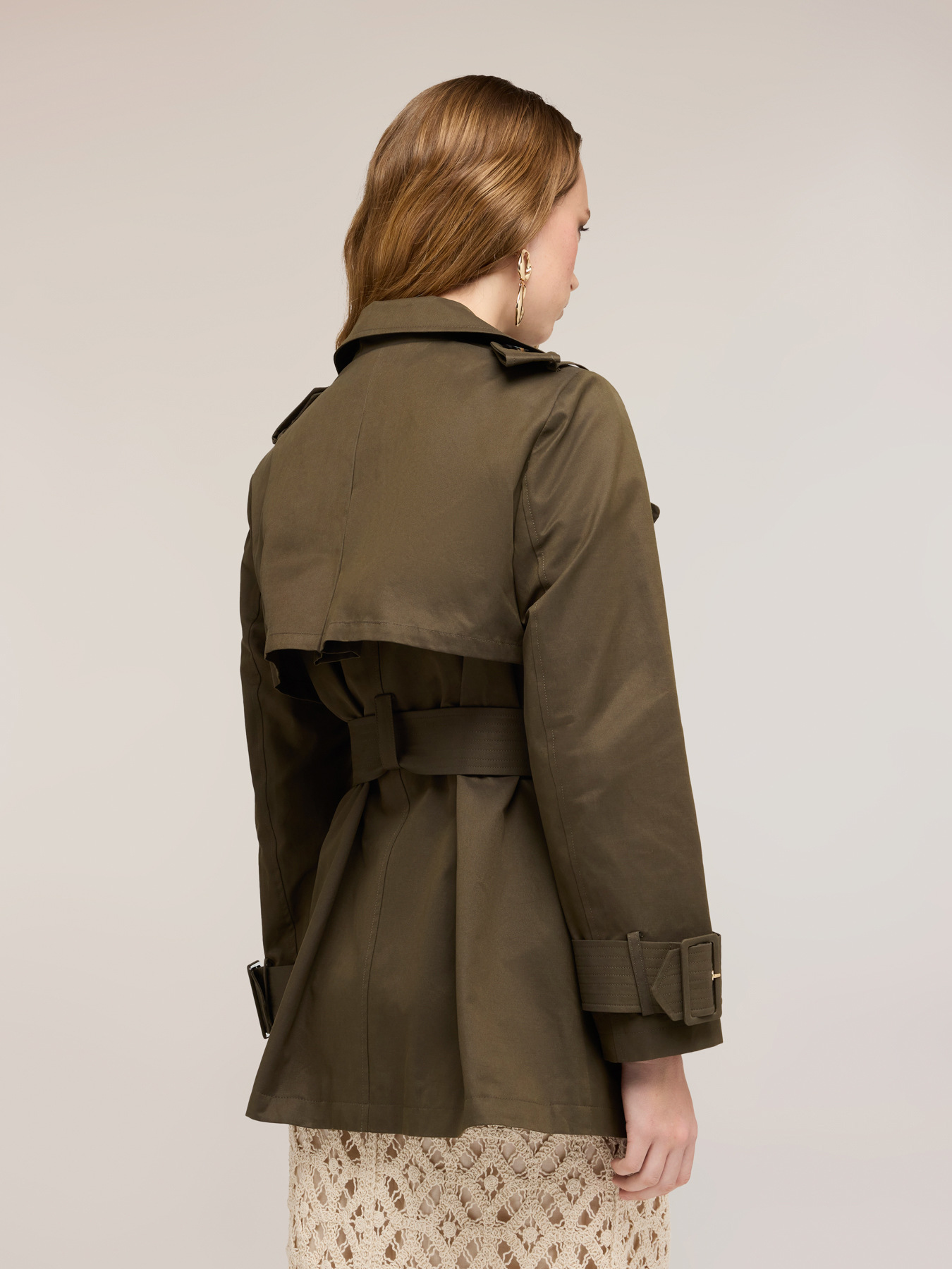 Double-breasted trench coat in cotton blend taffeta image number 1