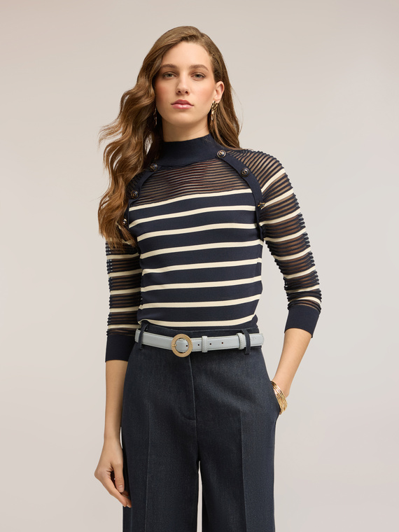 Striped sheer knit top