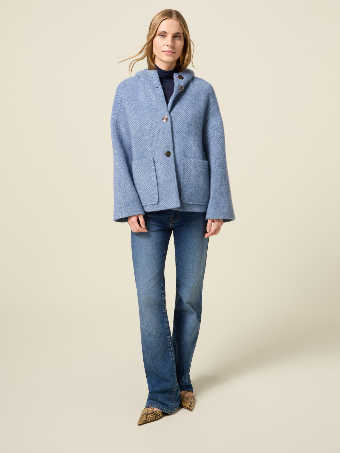 Cappotto corto in tessuto ammagliato image number 0