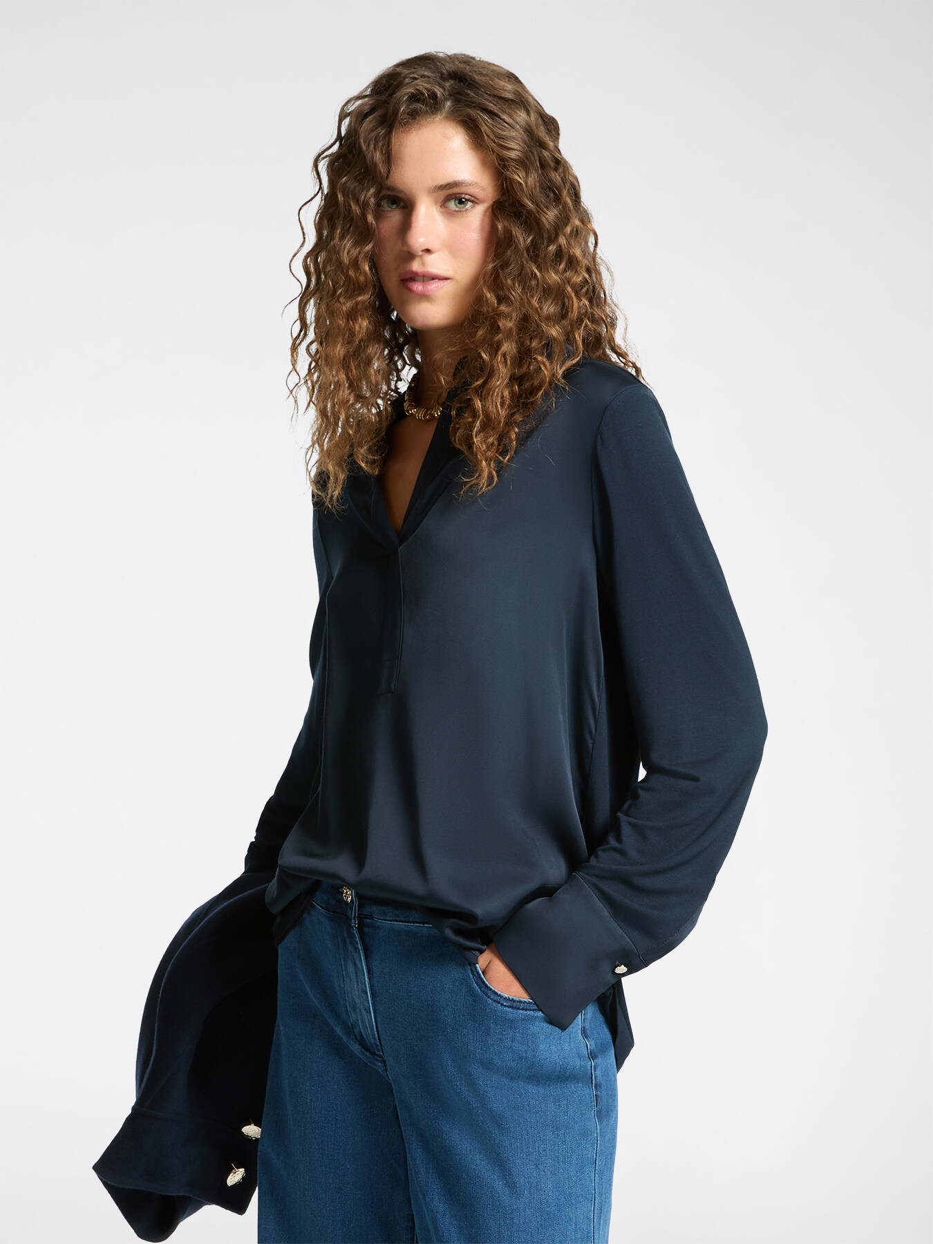 Two-fabric polo T-shirt image number 0