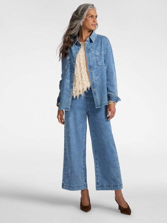 Jeans floreali wide leg