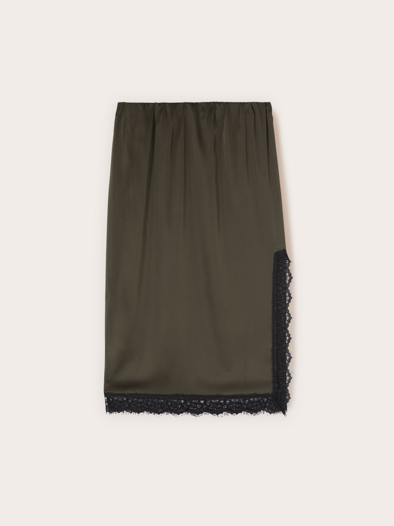 Satin pencil skirt with lace image number 4