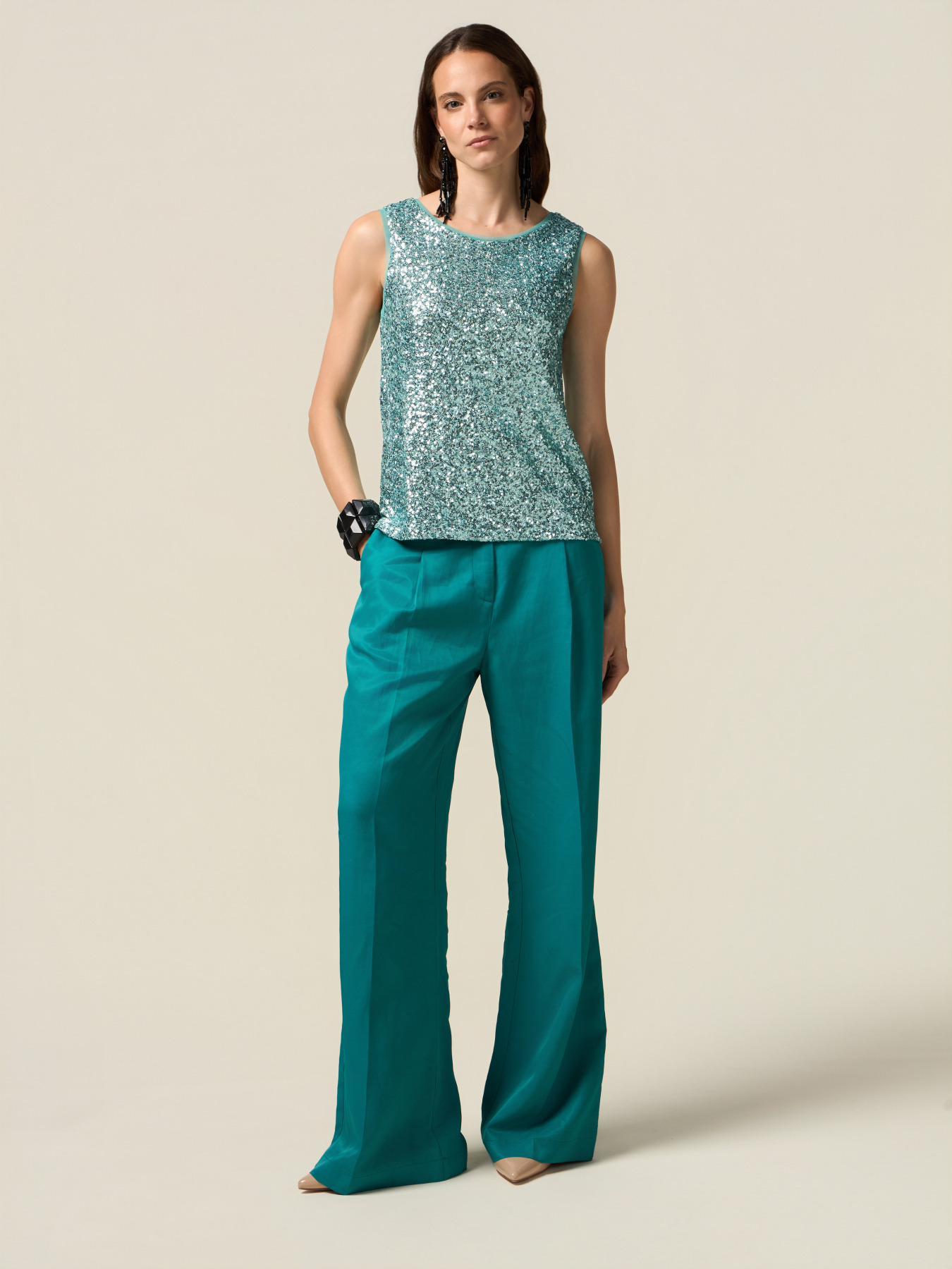 Top in tulle con paillettes image number 3