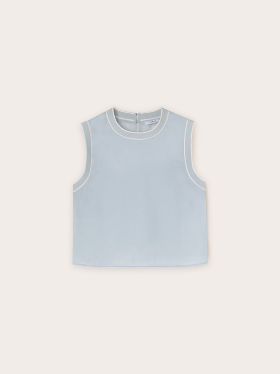 Lyocell blend top with ribbed trims