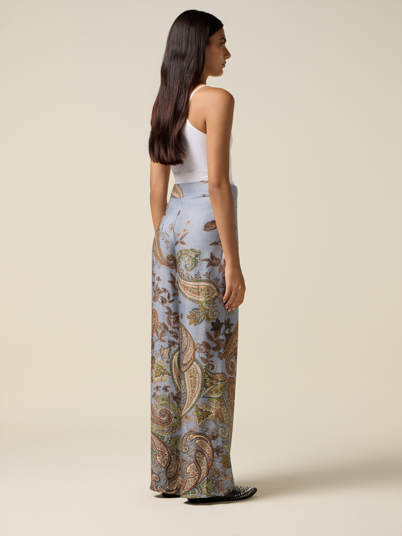 Patterned satin palazzo pants image number 1