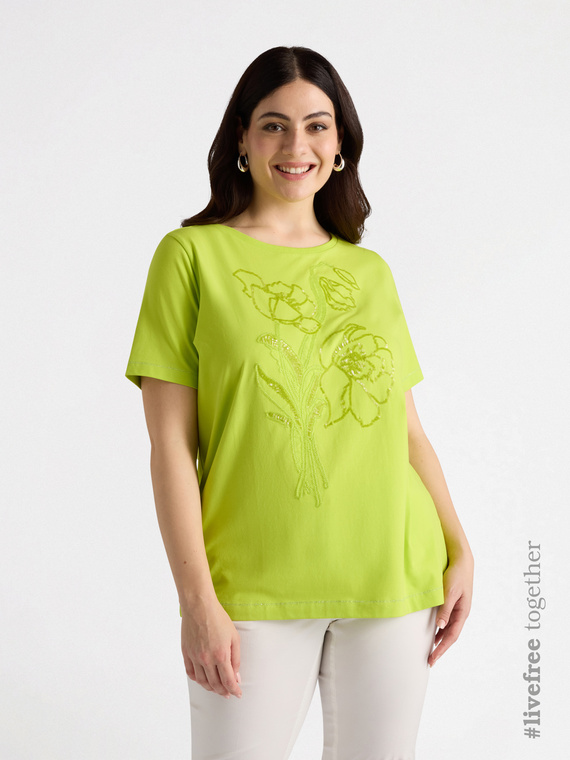 T-Shirt mit Blumenstickerei