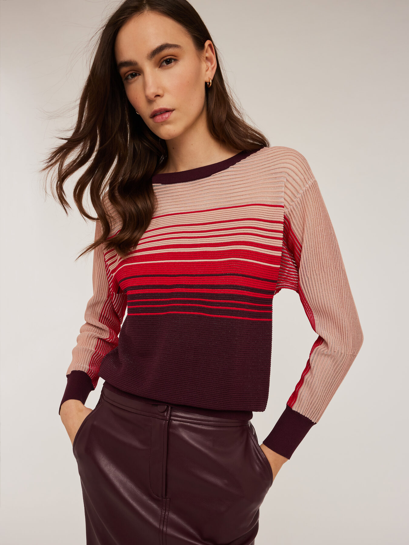Ribbed sweater with yoke feature image number 0