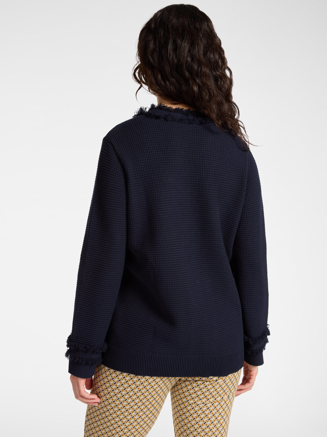 Cardigan misto viscosa con frange image number 1