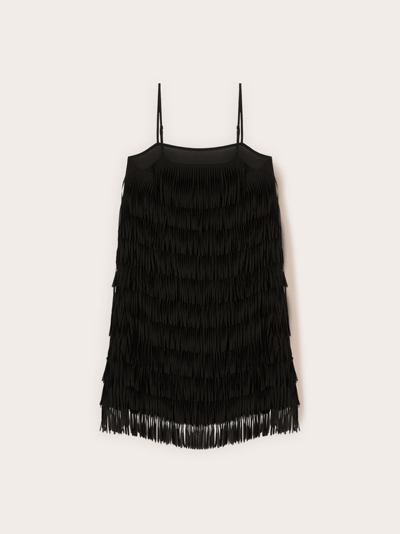 Rochie scurtă din georgette cu franjuri