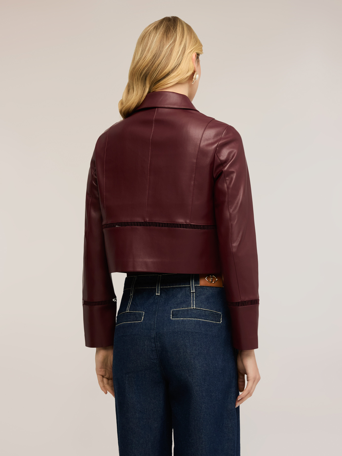 Cropped jacket with perforated details image number 1