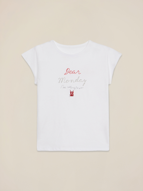 T-shirt con ricamo lettering