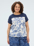 Bi-material T-shirt in cotton blend image number 0