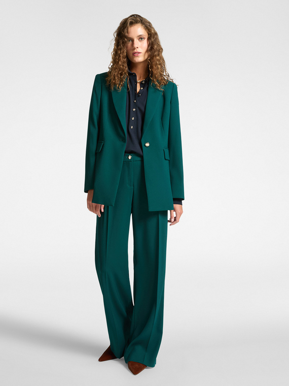 Stretch crepe fabric trousers