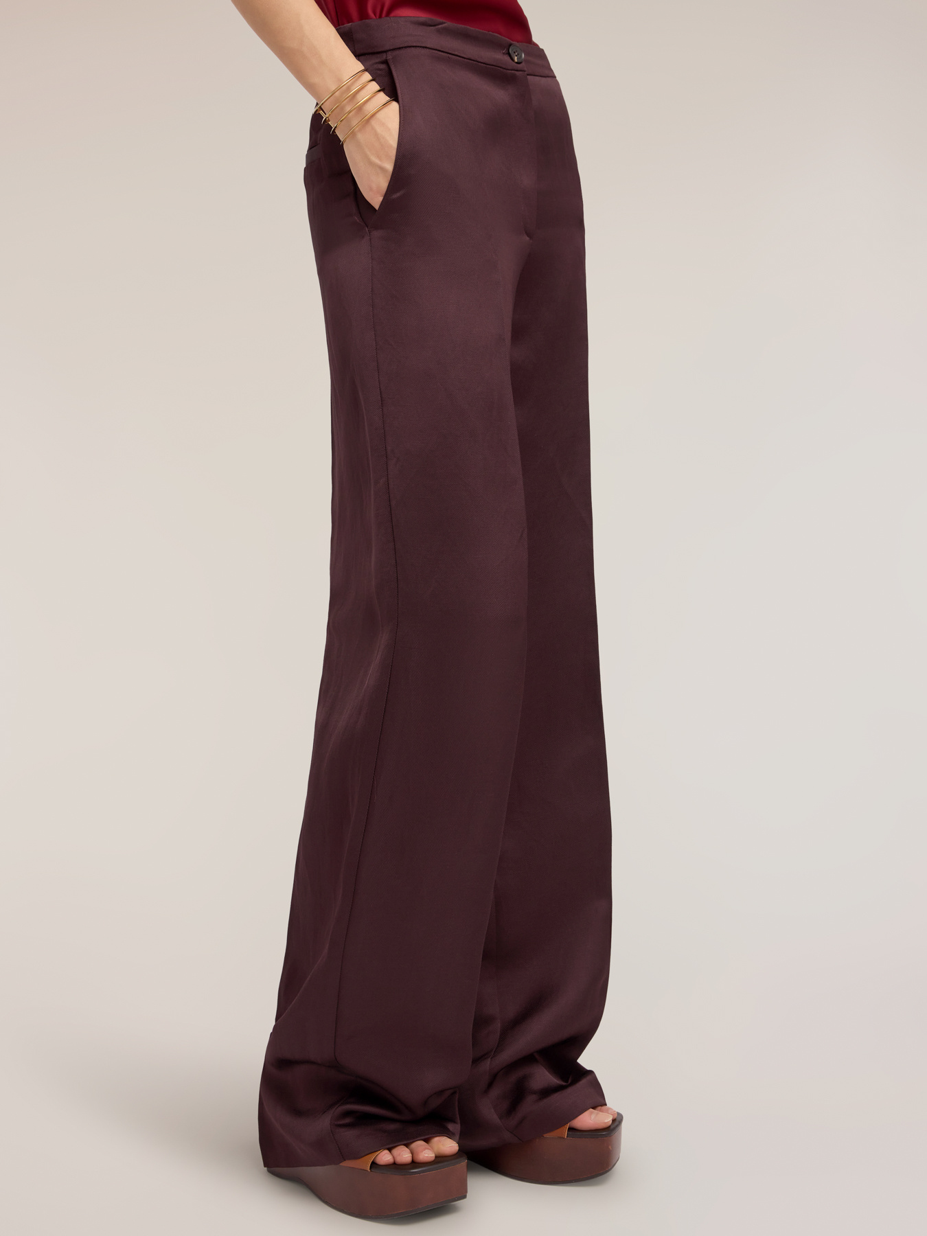 Wide-leg trousers in linen blend image number 3