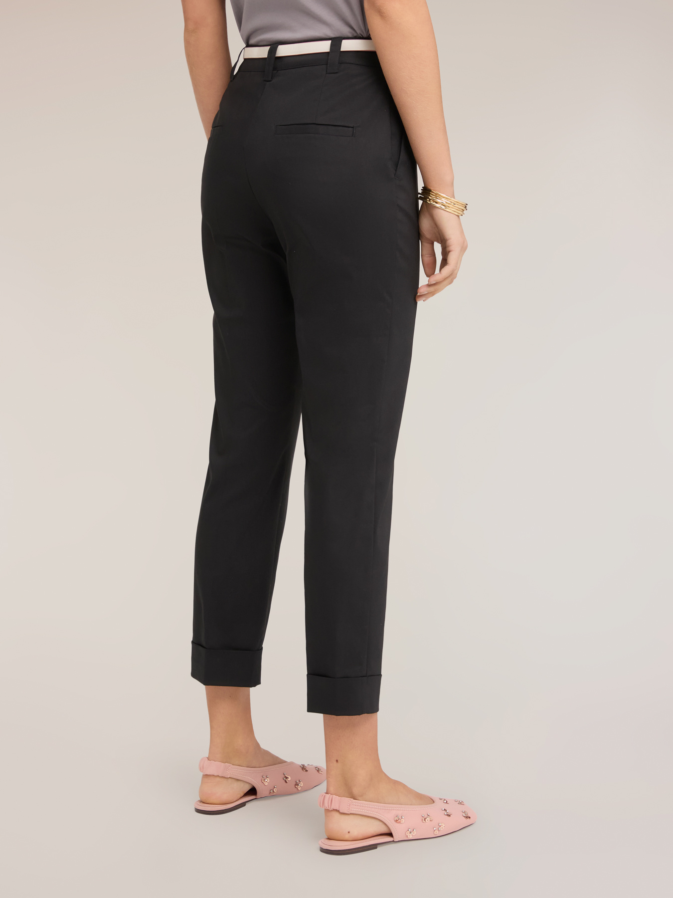 Cropped cotton blend trousers image number 1