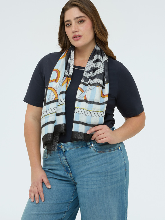 Long scarf with marini&egrave;re print
