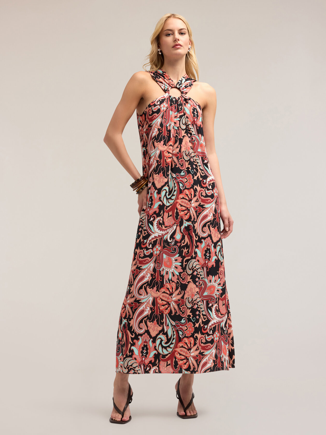 Long dress with ethnic pattern image number 0
