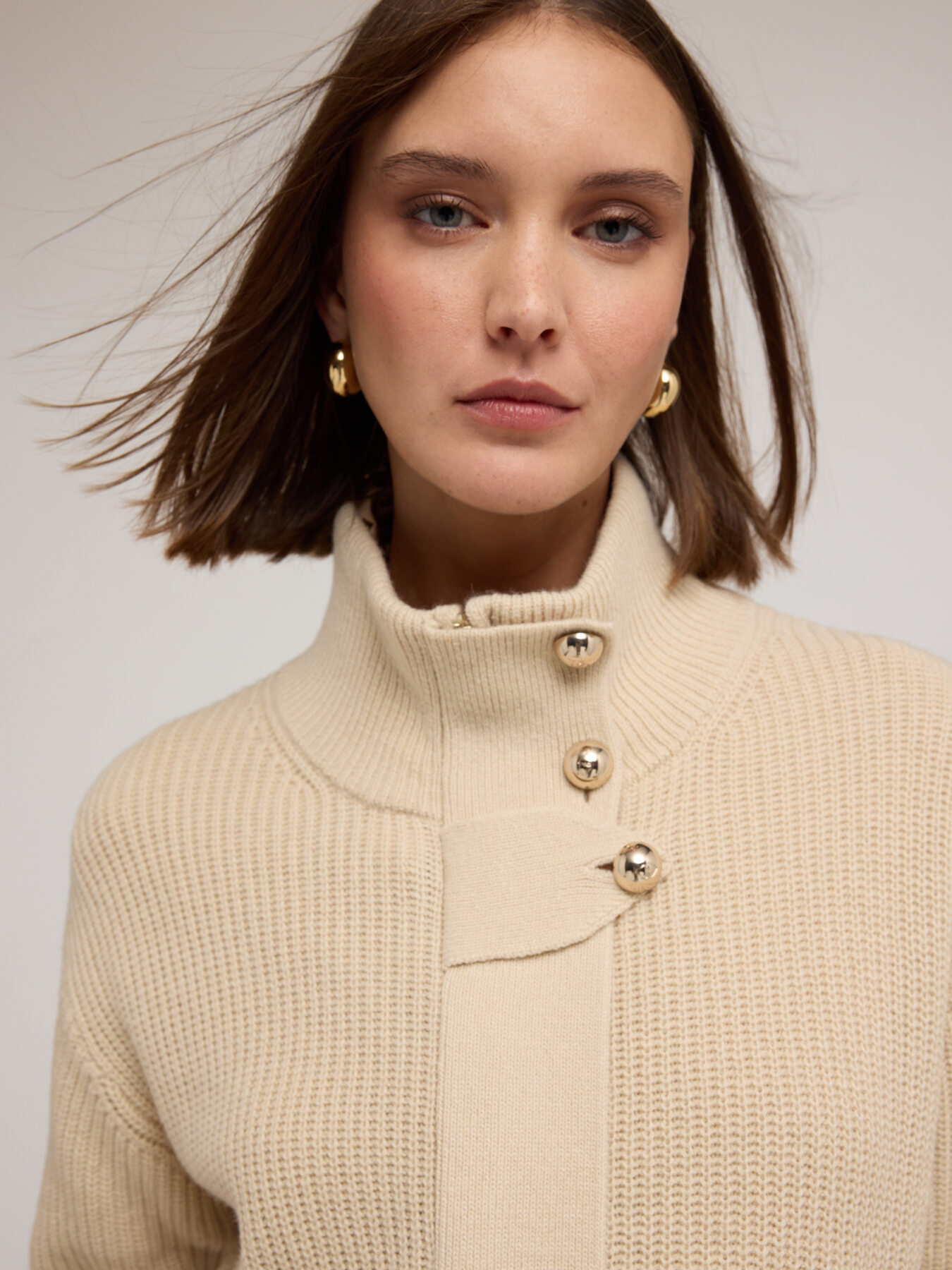 Cardigan din tricot gros cu curea image number 3