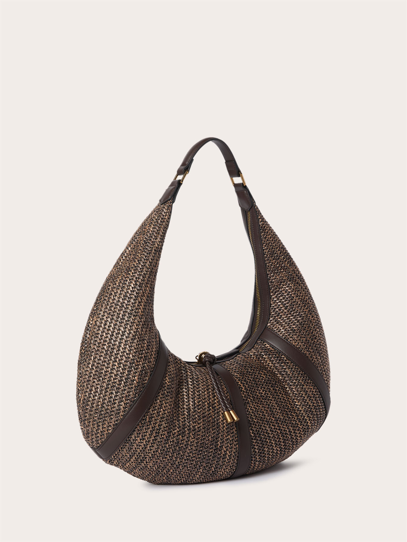 Woven hobo crossbody bag with tassels image number 3
