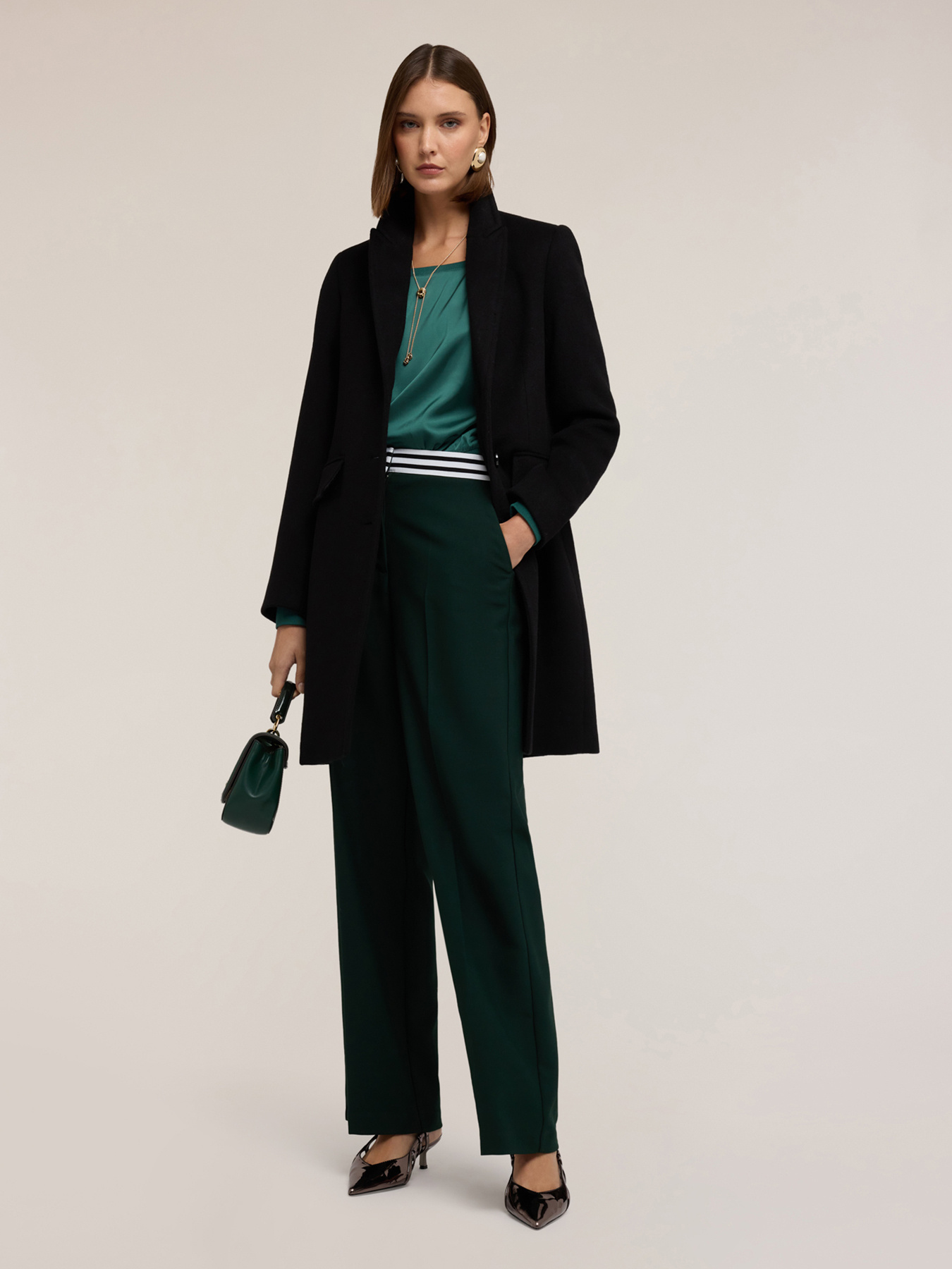 Palazzo pants with striped belt image number 3