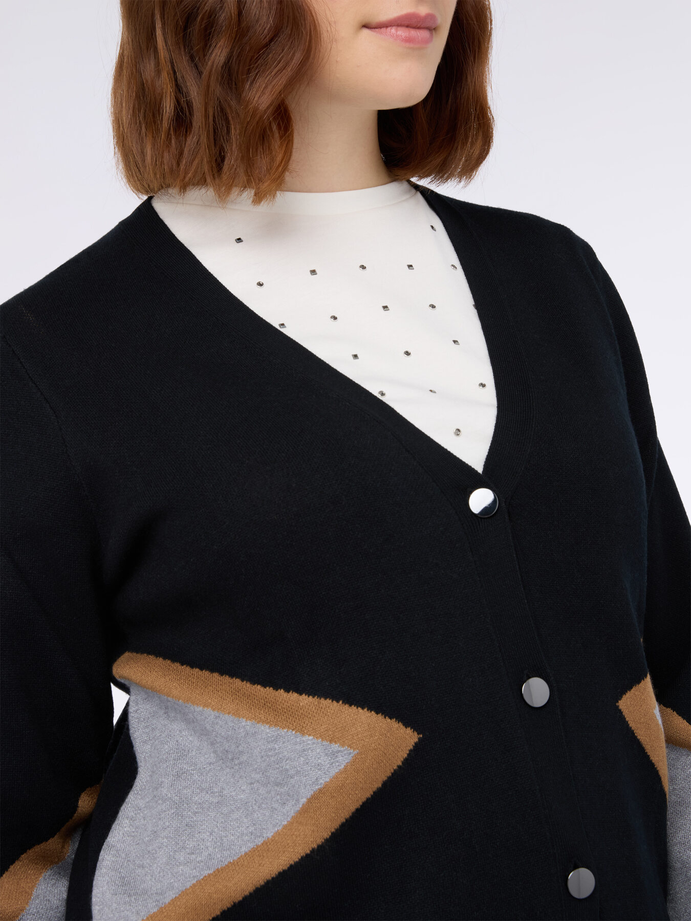 Cardigan color block en viscose mélangée image number 3