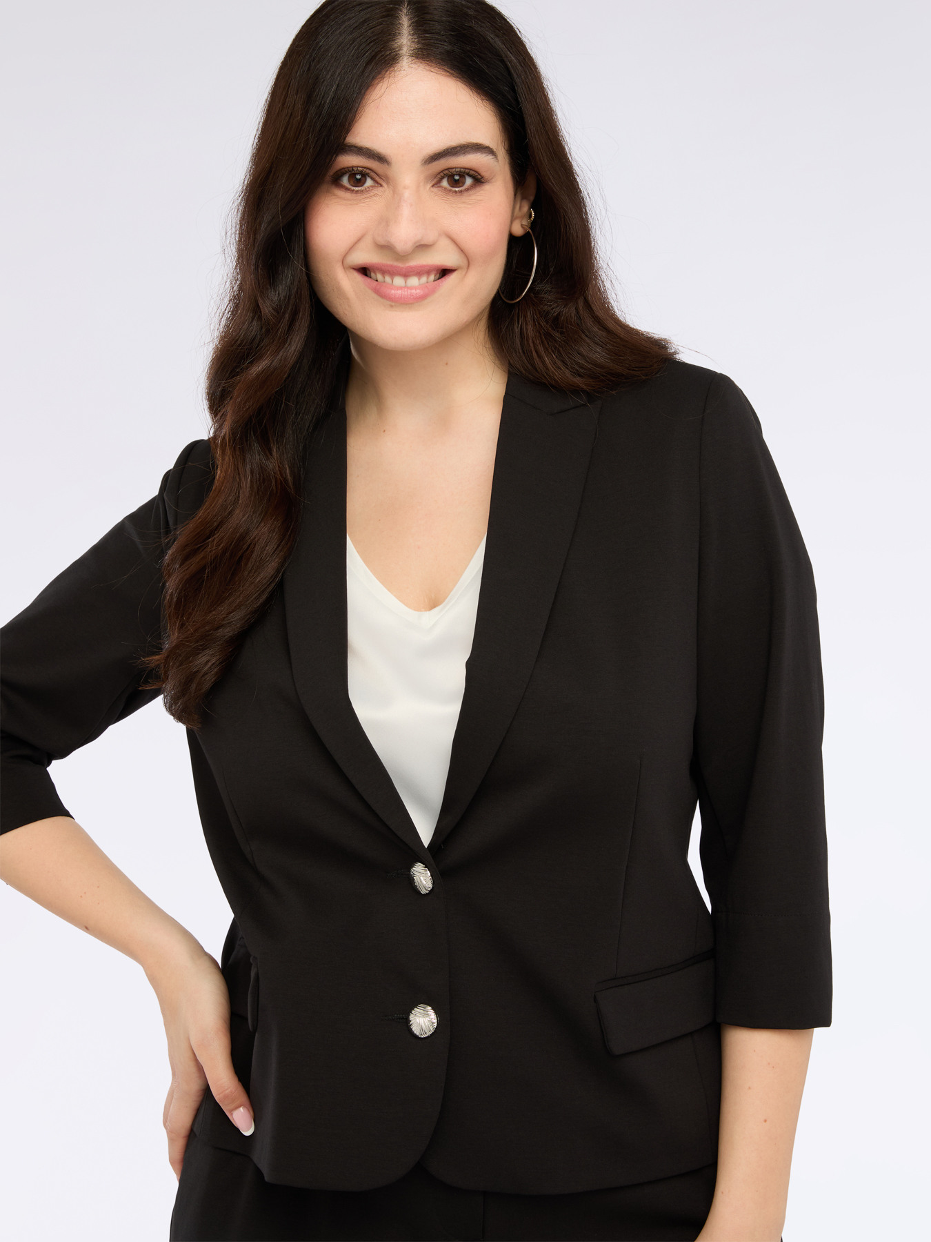 Blazer in punto Milano con manica 3/4 image number 1