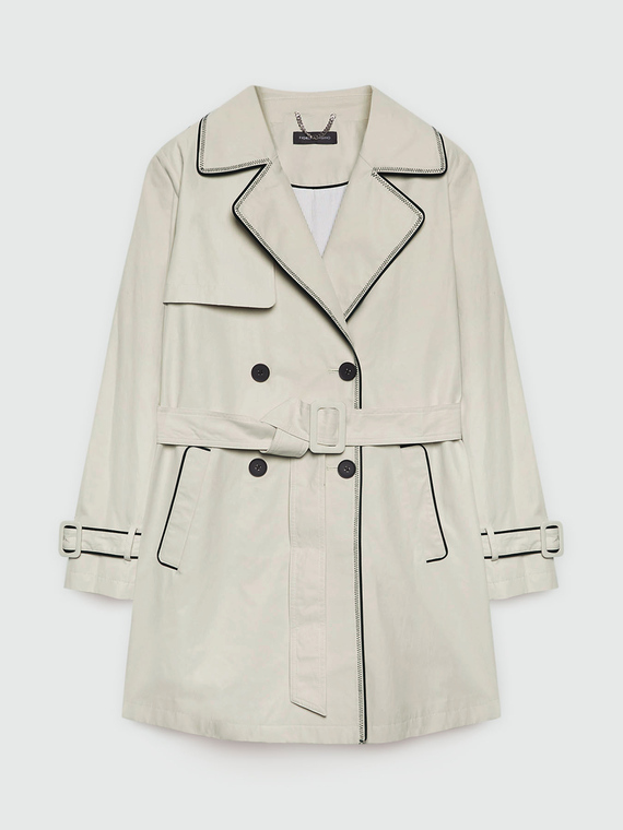 Trenchcoat mit Bordüren in Kontrastfarbe