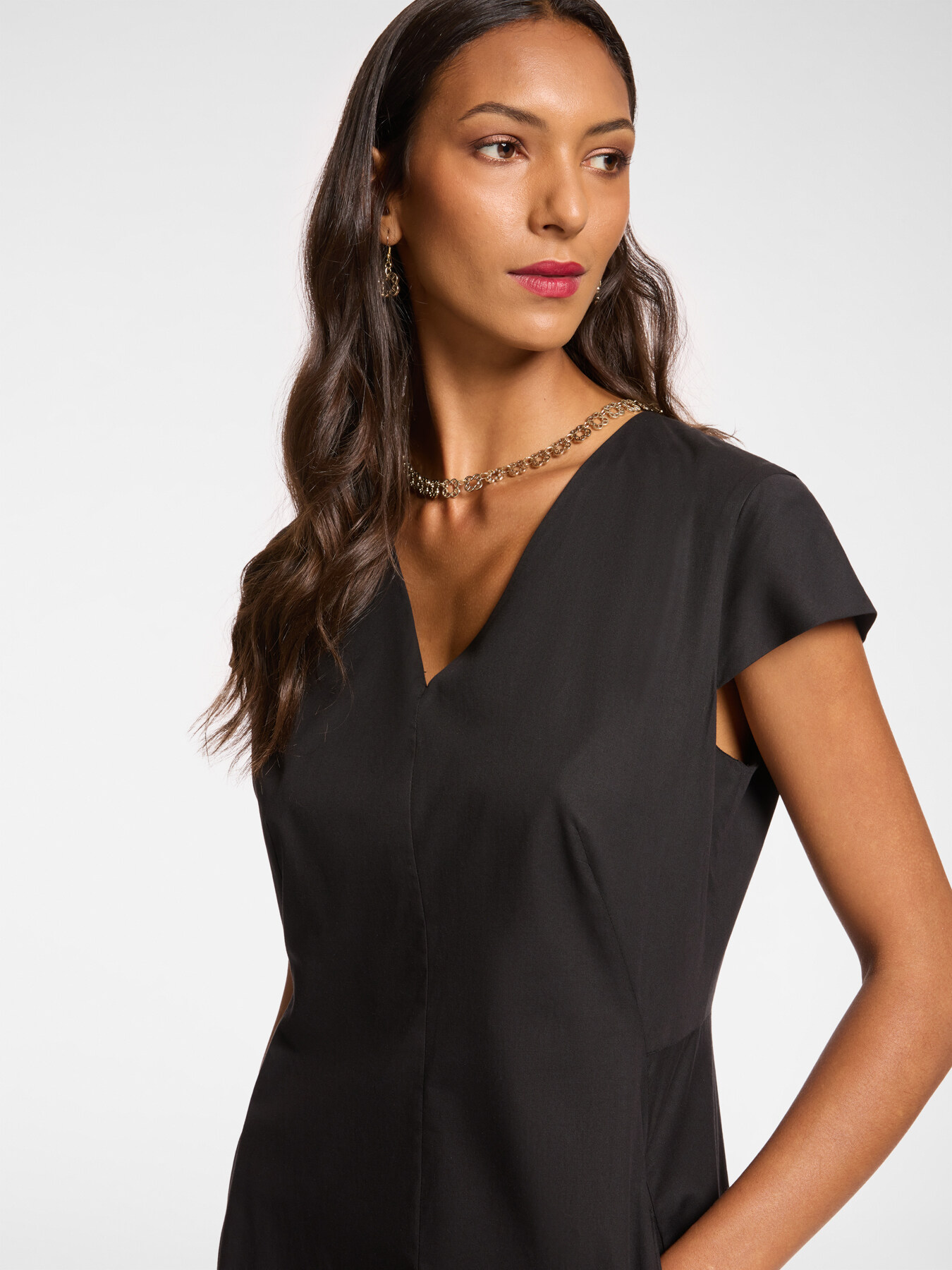Robe midi à col en V image number 3