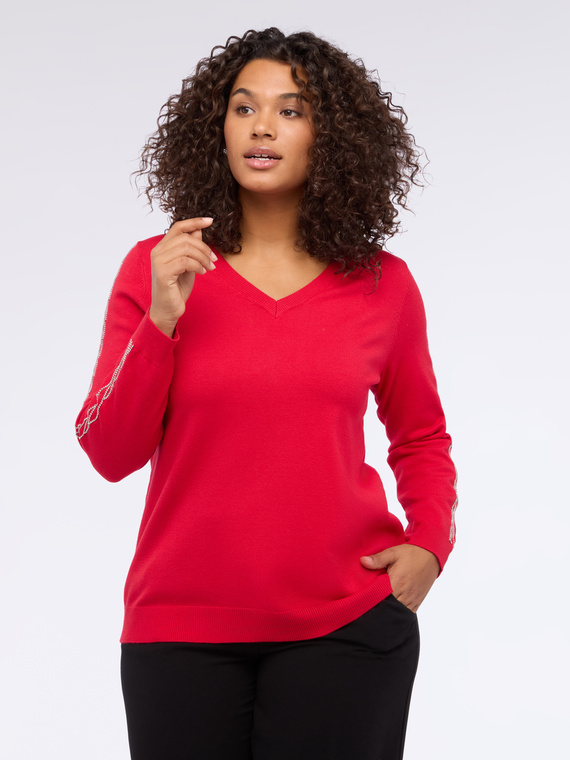 Maillot d&eacute;collet&eacute; en V avec applications strass