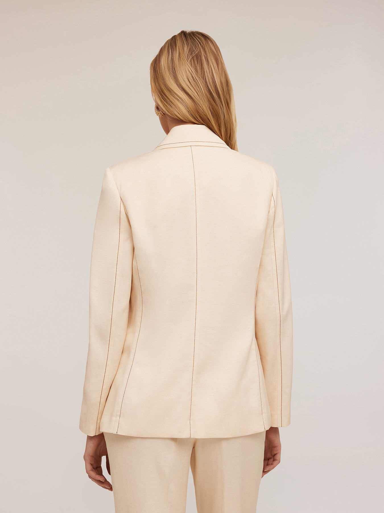 Blazer din p&acirc;nză cu cusături de culoare contrastantă image number 1