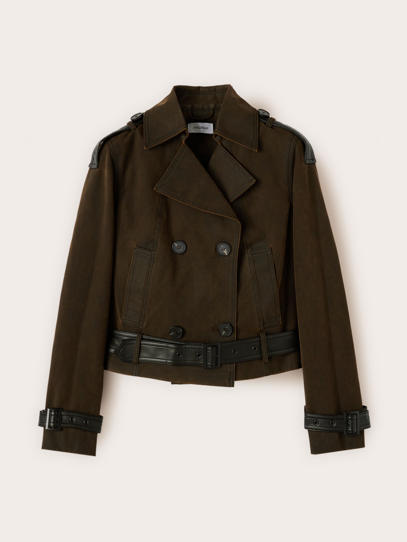 Studded jacket in coated fabric image number 4