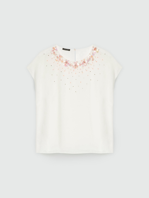 Bluse mit besticktem Ausschnitt mit Dégradé-Effekt