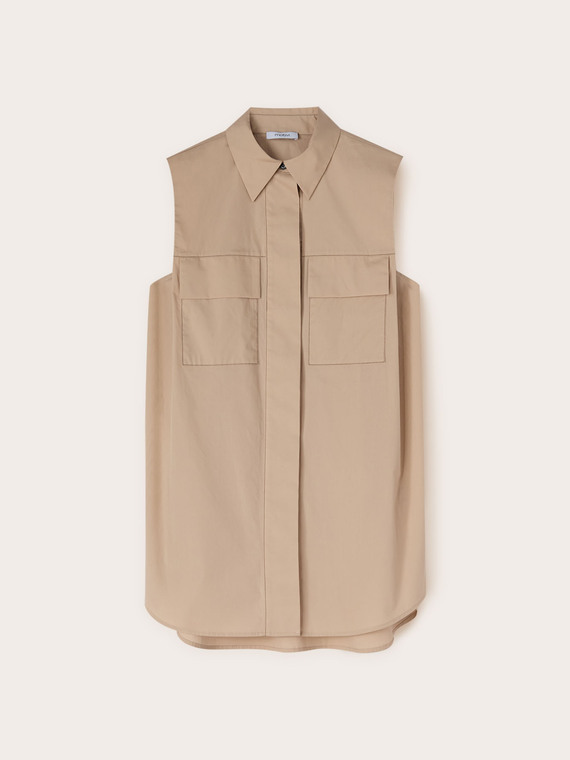 Camicia smanicata over con tasche