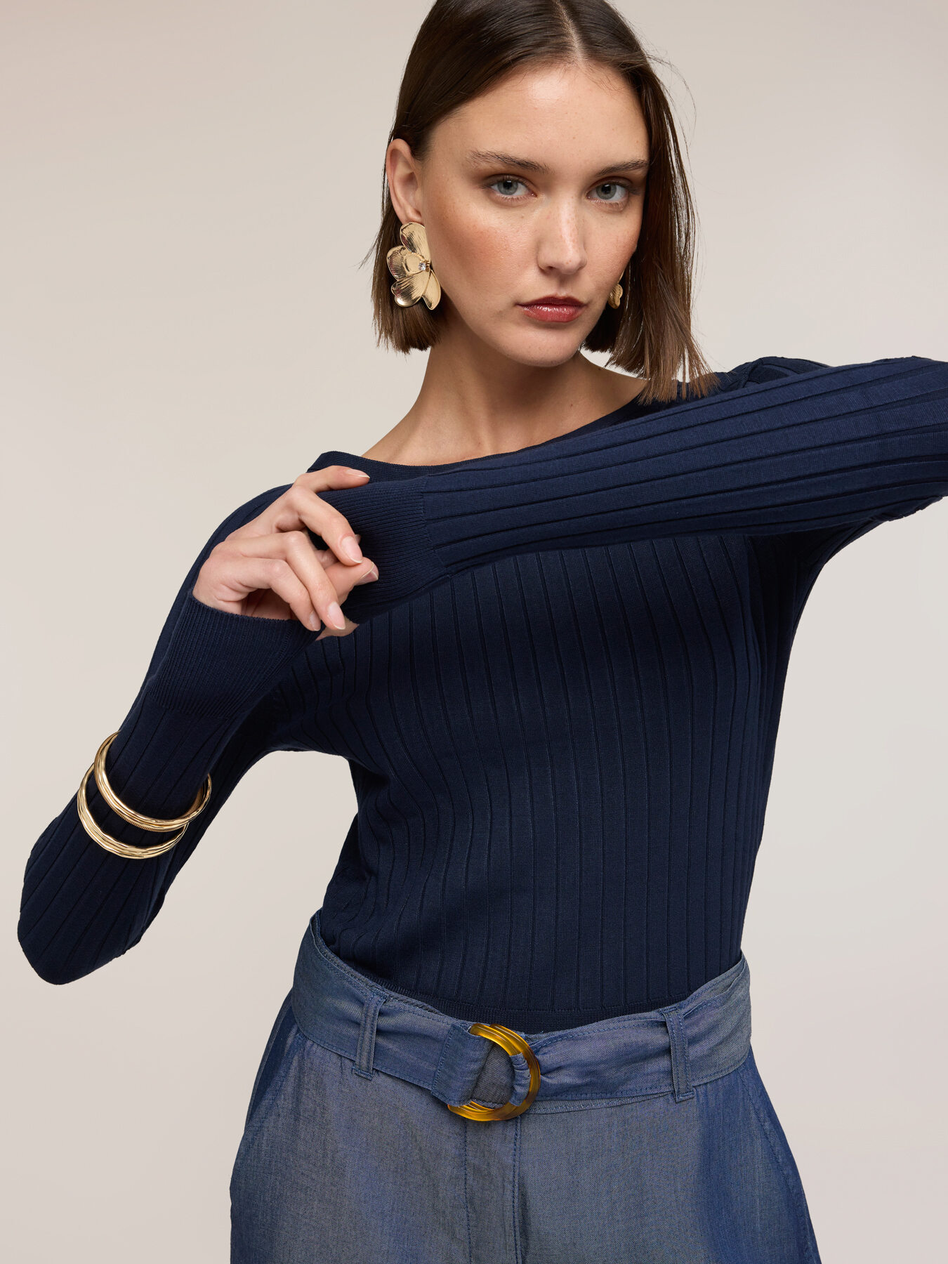 Mixed viscose ribbed top image number 3