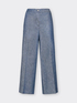 Cropped linen trousers with denim effect image number 4