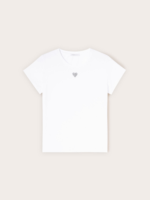 Tricou din jersey cu inimă din paiete