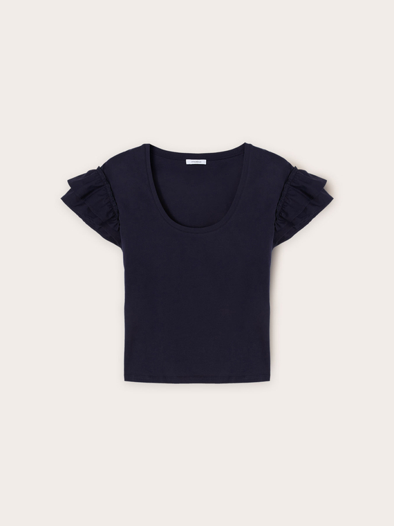 T-Shirt mit Volant-Ärmeln