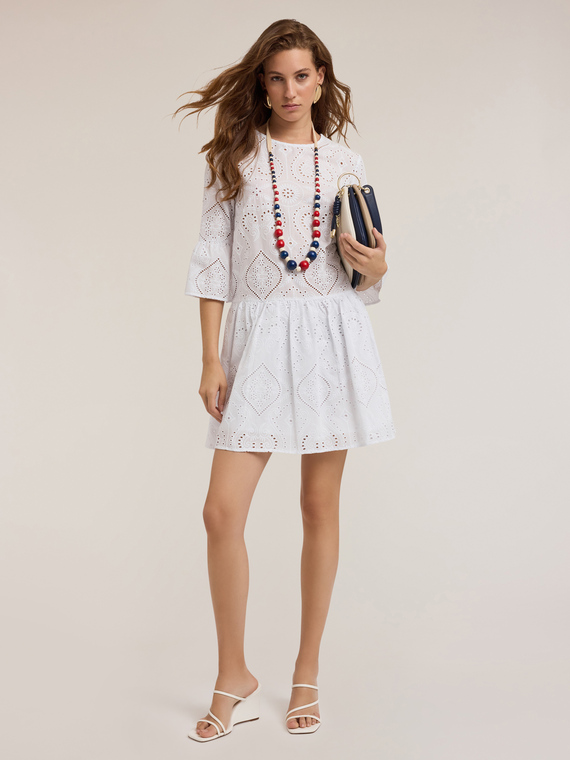 Mini dress with broderie anglaise ruffles