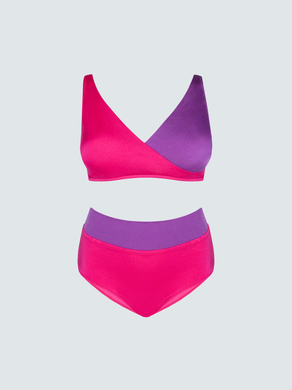 Gekreuzter Color-Block-Bikini