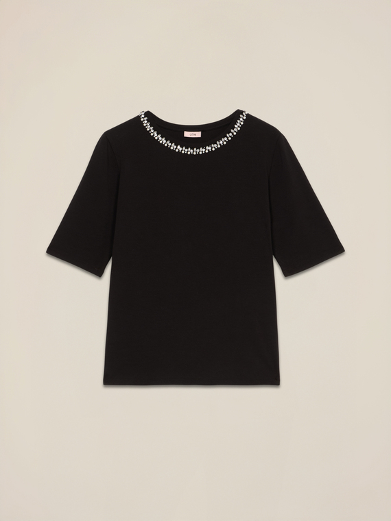 T-shirt with jewel embroidery