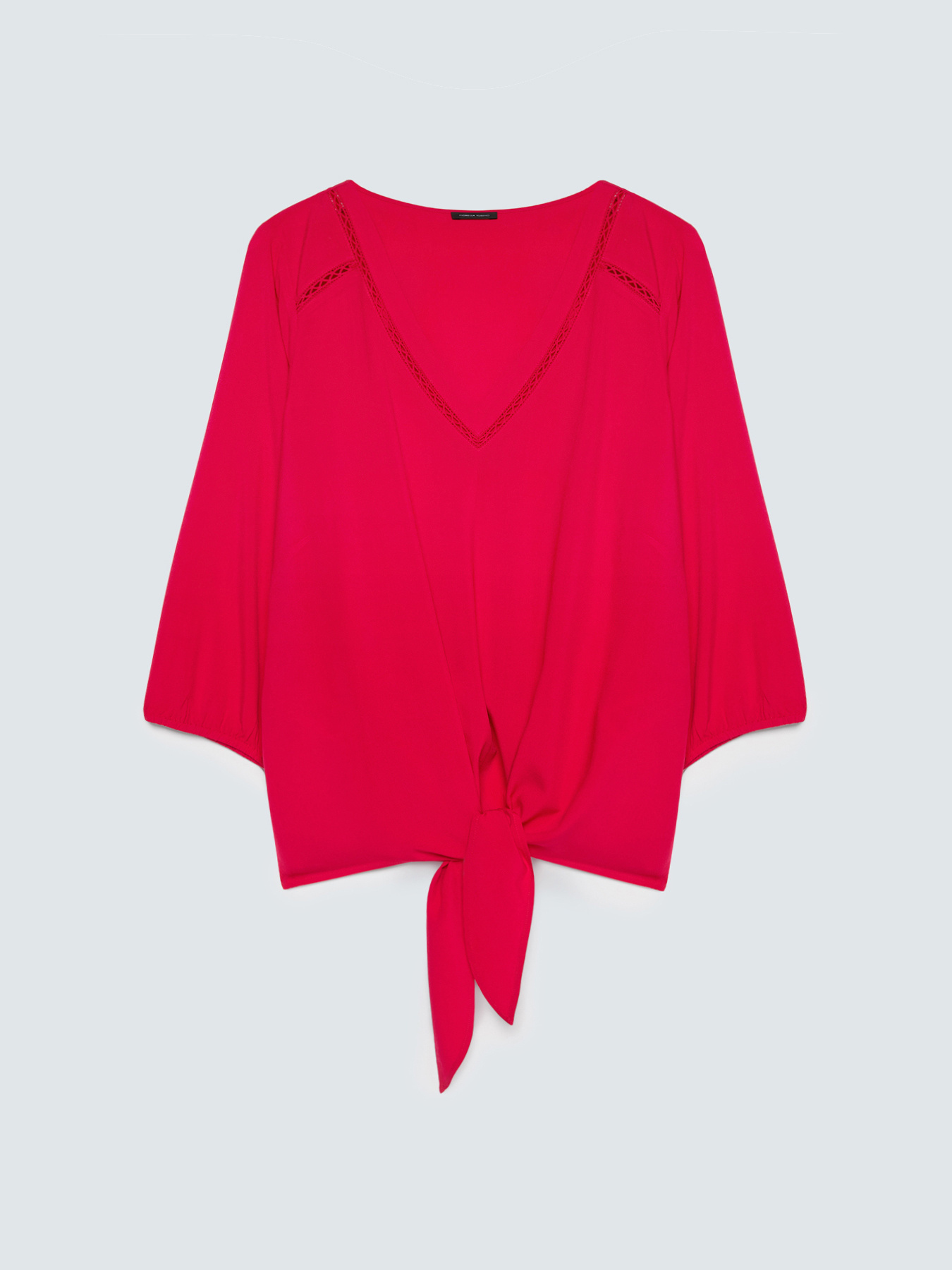 Viscose blouse with knot at the bottom image number 0