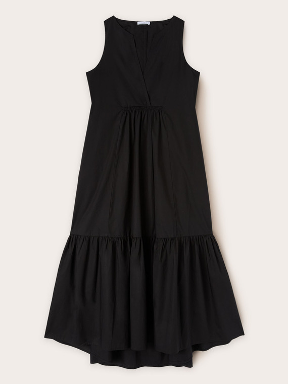 Maxi dress con balza in cotone